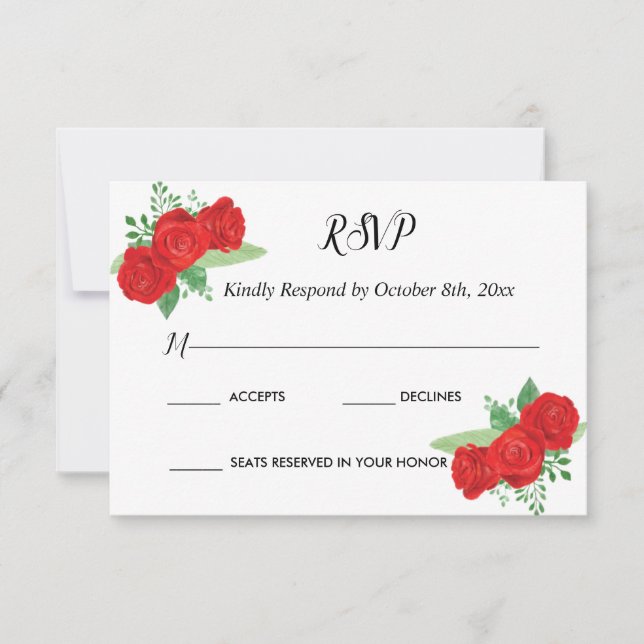 RSVP Charra Invitations, Red Roses charra (Front)