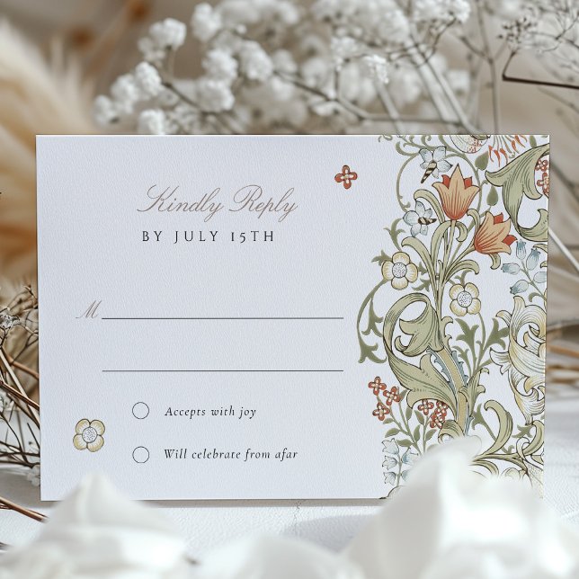 RSVP Classic Golden Lily Pastel Wedding Reply Invitation (Creator Uploaded)
