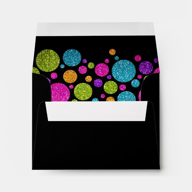 RSVP Colorful Glittery Dots on Any Color Envelope (Back (Bottom))
