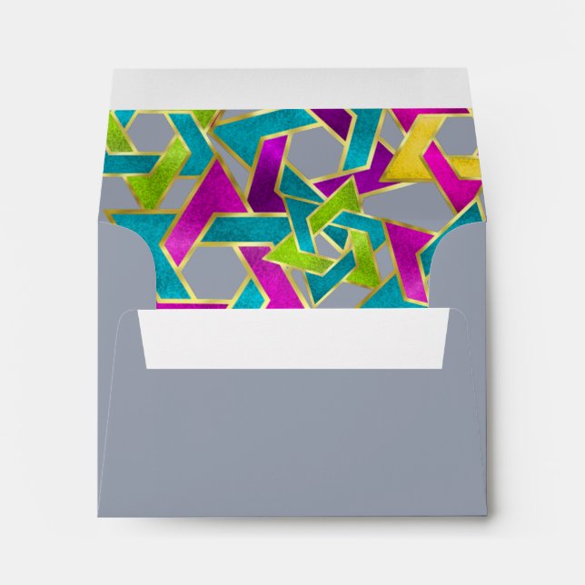 RSVP Colorful Star of David Envelope (Back (Bottom))