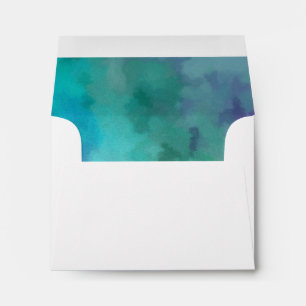 RSVP Cool Colors Aqua Blue Purple White Envelope
