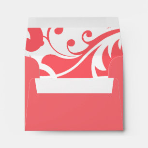 RSVP Coral Pink White Contemporary Swirls Envelope