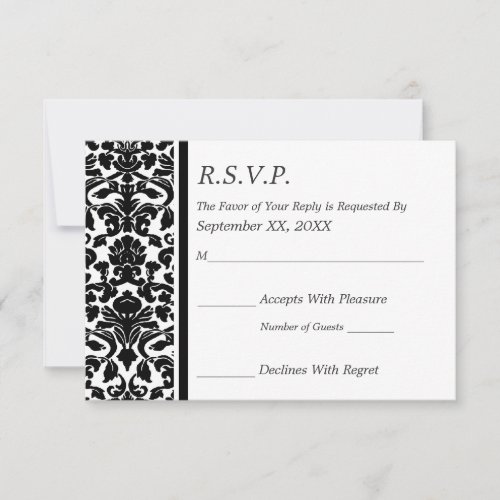 RSVP Damask Black and White Wedding