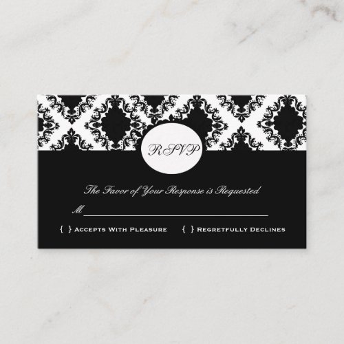 RSVP Damask Vintage Custom Wedding Response Card Business Card Template