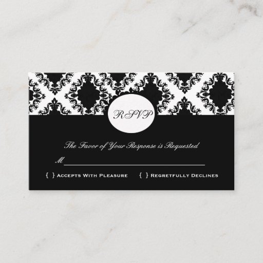 Customizable RSVP Damask Vintage Custom Wedding Response Card Business Card Template