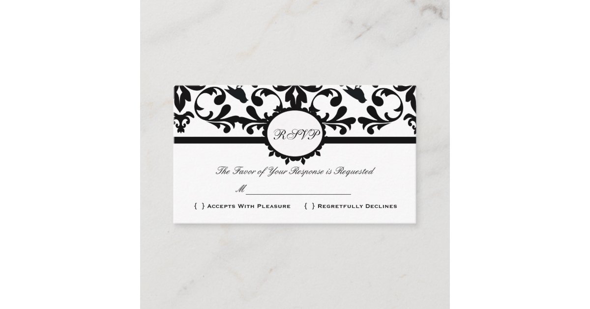 RSVP Damask Vintage Custom Wedding Response Card | Zazzle.com