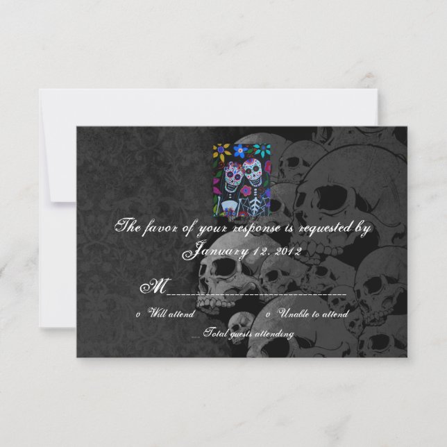 RSVP Day of the Dead Wedding Cards (Front)