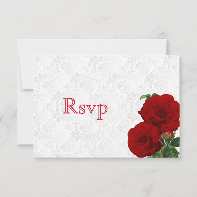 RSVP Deep Red Rose Floral Wedding (Front)