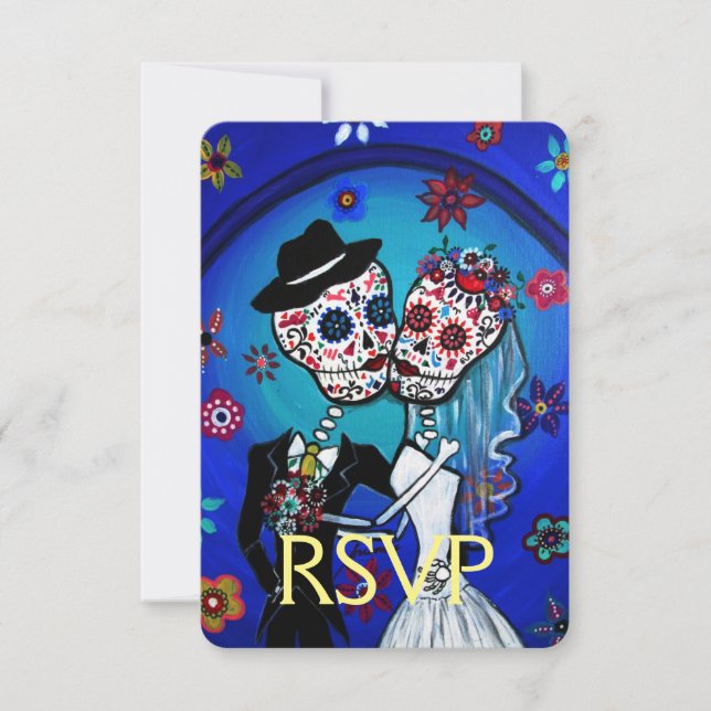 RSVP Dia de los Muertos Wedding Response Card (Front)
