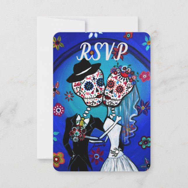 RSVP Dia de los Muertos Wedding Response Card (Front)