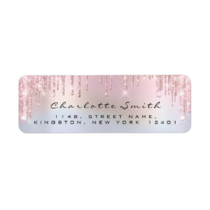RSVP Drips Pink Blush Return Address Holograph Label