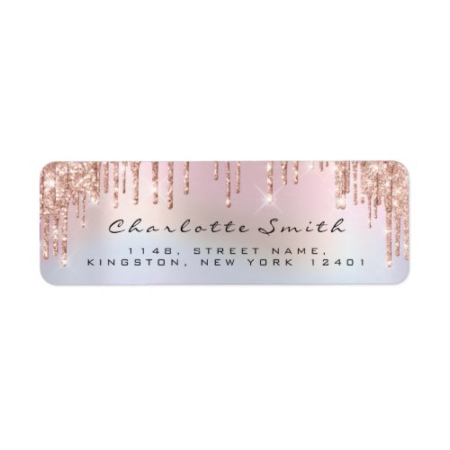 RSVP  Drips Rose Blush Return Address Holograph Label