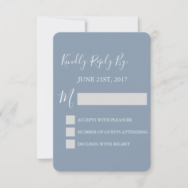 RSVP - Dusty Blue Wedding Response Card (Front)