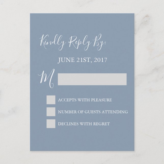 RSVP - Dusty Blue Wedding Response Card (Front)