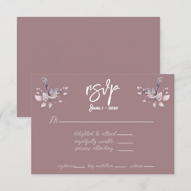 RSVP Dusty Burgundy Watercolor  (Front/Back)