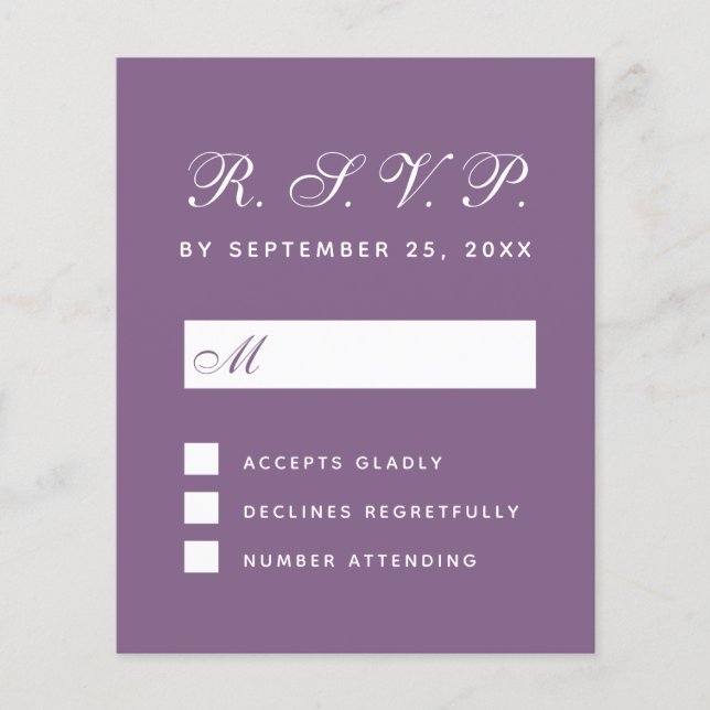 RSVP Dusty Purple Budget Wedding Response Card (Front)