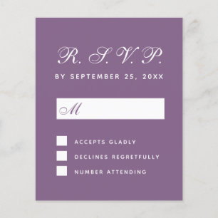 RSVP Dusty Purple Budget Wedding Response Card