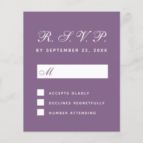 RSVP Dusty Purple Budget Wedding Response Card