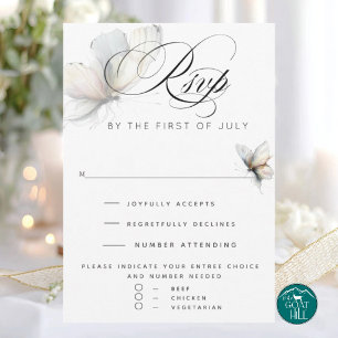RSVP   Elegant Abstract Ink Pastel Butterfly Card