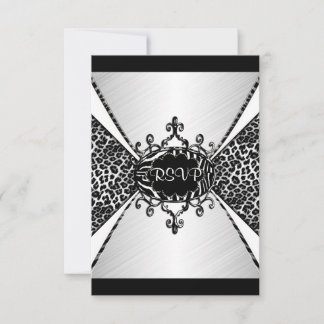 RSVP Elegant Birthday Leopard Zebra Black White Invitation
