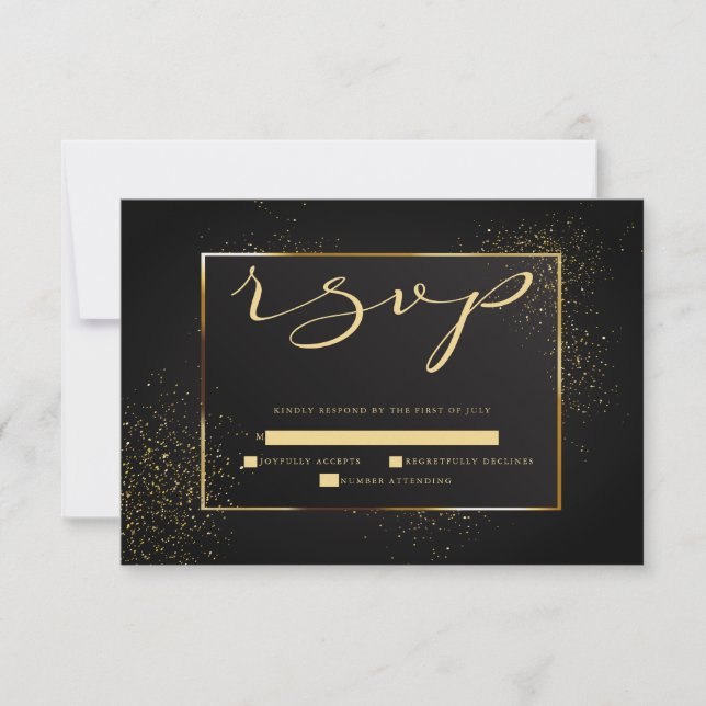 RSVP | Elegant Black and Gold Glitter (Front)