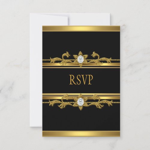 RSVP Elegant Black Gold Diamond Jewel Birthday
