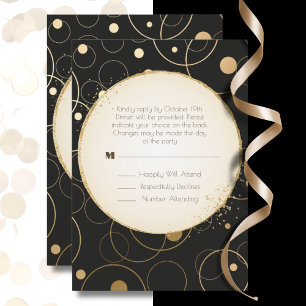 RSVP Elegant Dinner Choice Gold Sparkle Black  Note Card