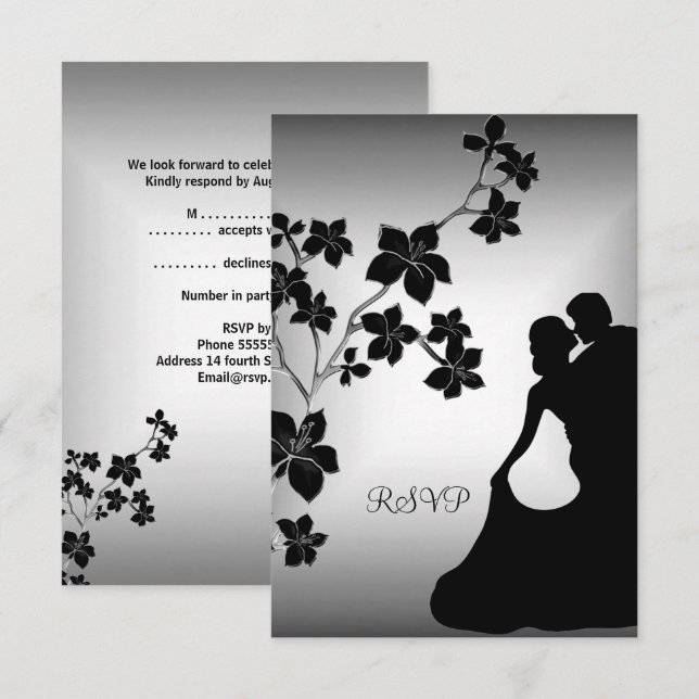 RSVP Elegant Event Gold Silver White Invitation (Front/Back)