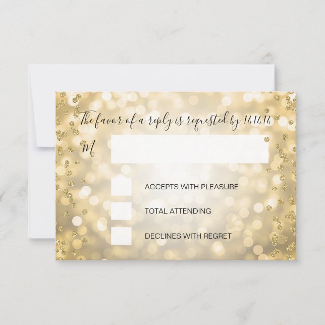 RSVP Elegant Gold Champagne Navy Blue Wedding (Front)