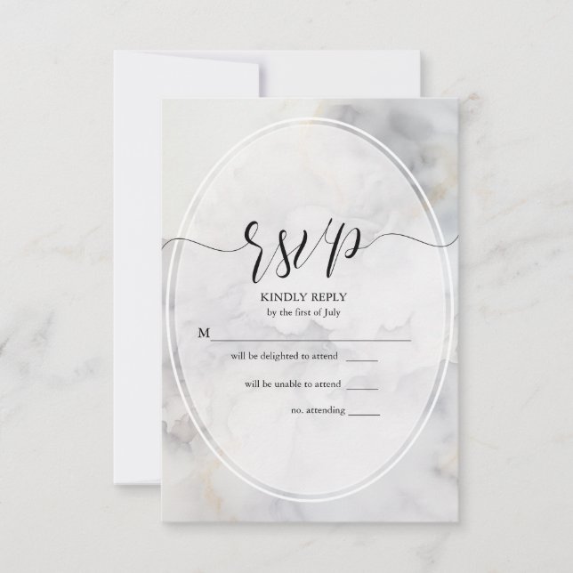 RSVP  Elegant Grey and Pale Gold Soft Clouds (Front)