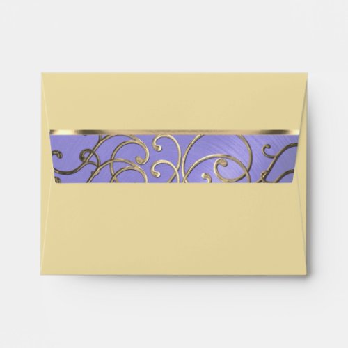 RSVP Elegant Lavender Purple Gold Filigree Envelop Envelope