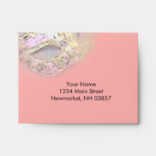 RSVP Elegant Masquerade Coral Pink Yellow Envelope