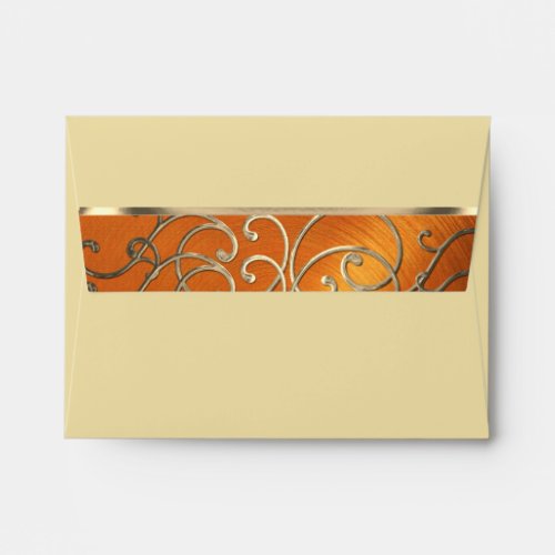 RSVP Elegant Orange and Gold Filigree Envelope