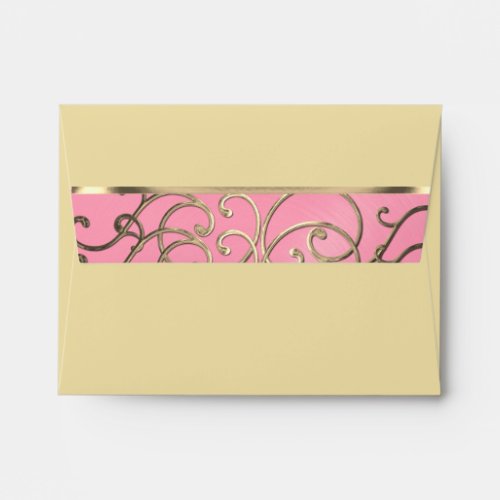 RSVP Elegant Pink and Gold Filigree Envelope