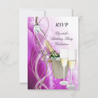 RSVP Elegant Pink Purple Silver Birthday Party Card