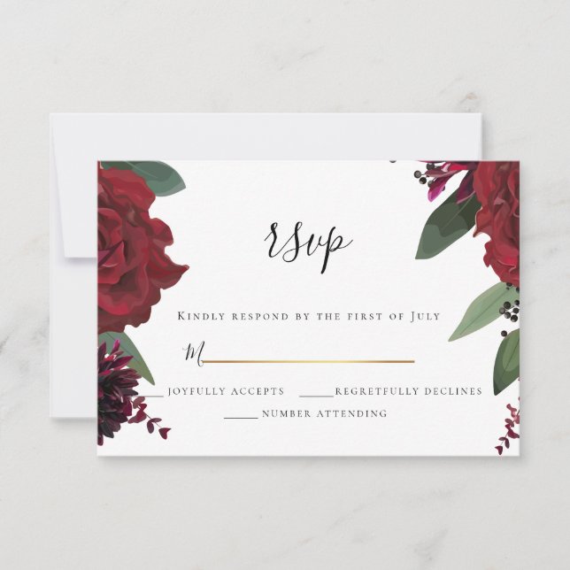 RSVP  |  Elegant Rich Burgundy Marsala Floral (Front)