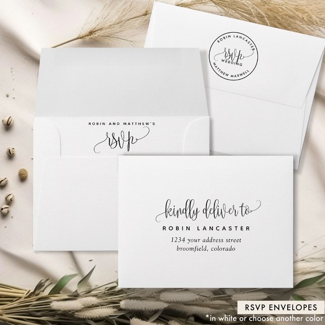 RSVP, Elegant Romantic Monogram and Script Envelope (Creator Uploaded)