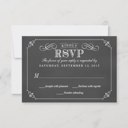 RSVP Elegant Rustic Vintage Chalkboard Wedding