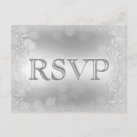 RSVP Elegant Silver Faux Glitter Invitation Postcard
