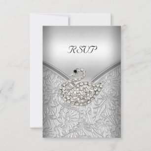 RSVP Elegant Silver White Swan Birthday Party Invitation