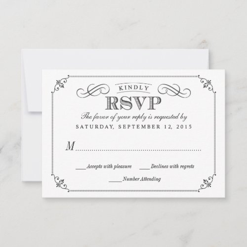 RSVP Elegant Vintage Chalkboard Stlye Wedding