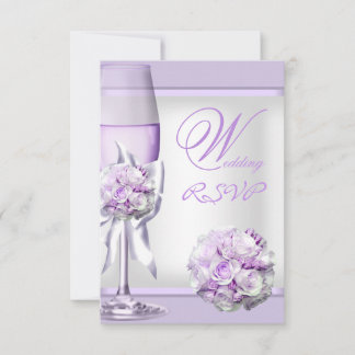 RSVP Elegant Wedding Lavender Purple Lilac 3 Card