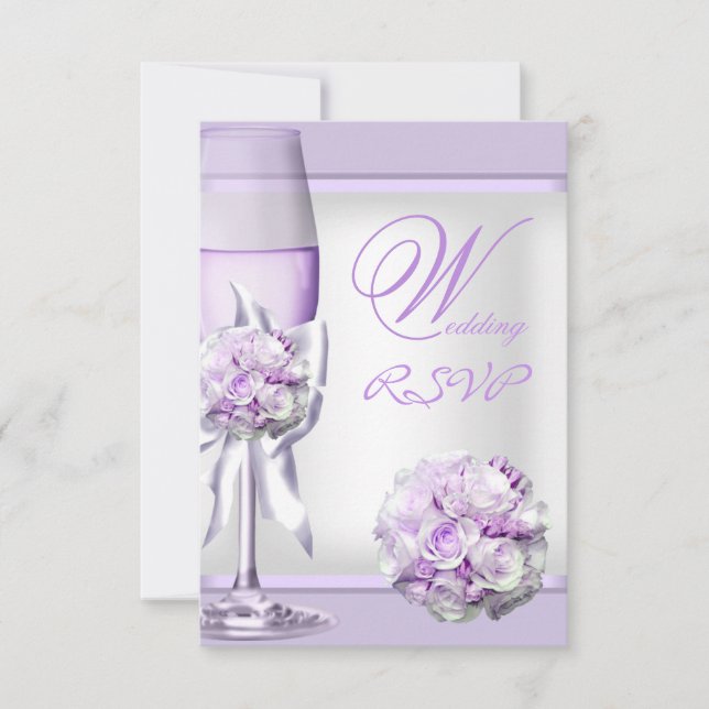RSVP Elegant Wedding Lavender Purple Lilac 3 Card (Front)
