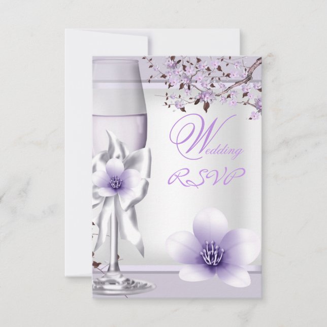 RSVP Elegant Wedding Lavender Purple Lilac 6 Card (Front)