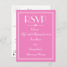 RSVP Elegant Wedding Personalized Names Pink RSVP