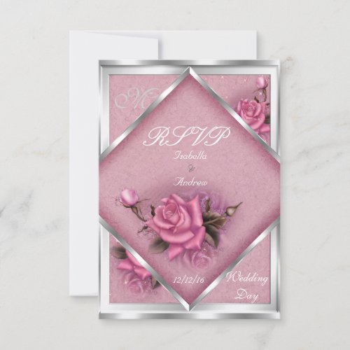 RSVP Elegant Wedding Pink Rose Silver Bouquet