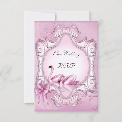RSVP Elegant Wedding Pink Swans Heart