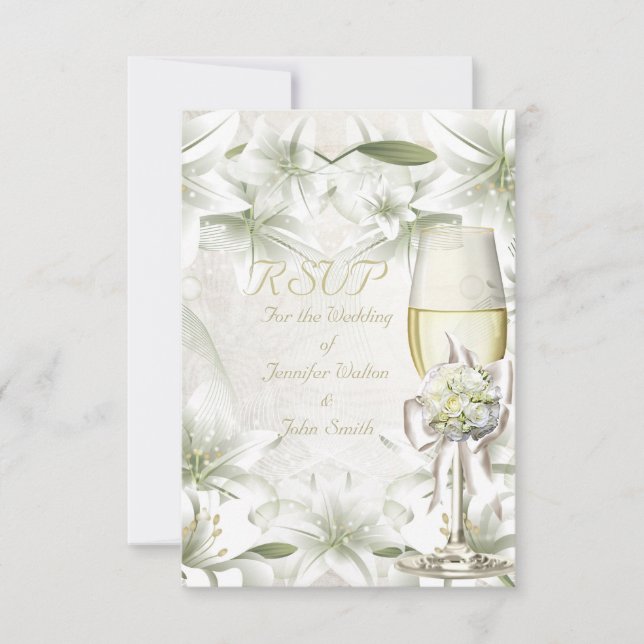 RSVP Elegant Wedding White Beige Green Champagne (Front)
