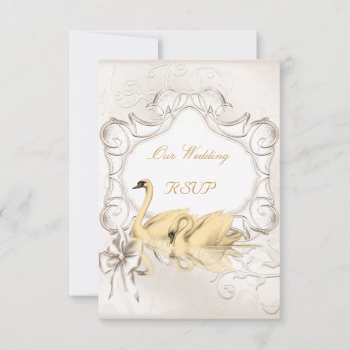 RSVP Elegant Wedding White Gold Cream Swans Set