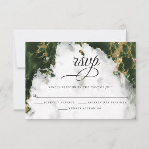 RSVP   Emerald Green Watercolor  BarefootBride™ Card